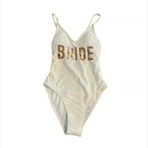 Classic White Swimsuit V-Neck BRIDE Modest Size XS NEW #M-367